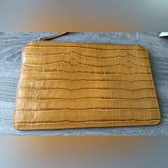 Walden Croc-Embossed Leather iPad Clutch Bag - Picture 4 of 6